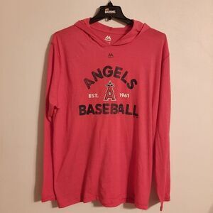 Majestic angels baseball red lightweight pullover hoodie 2xl